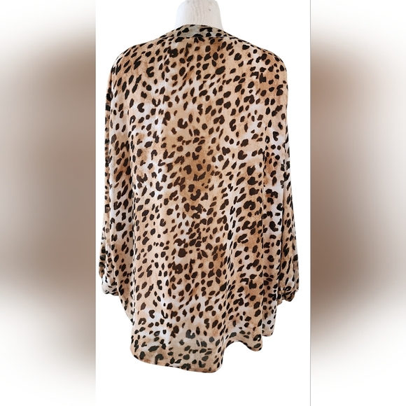 Calvin Klein Leopard Print Pintuck Tunic Long Sleeve Blouse Top Women's 18W 20W - Picture 5 of 12